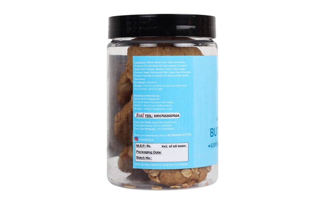 Urban Platter Butterscotch Gourmet Chunky Cookies   Plastic Jar  185 grams